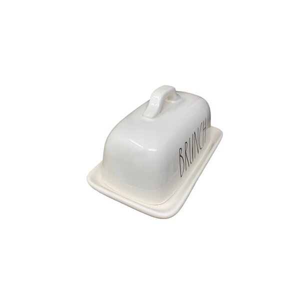 Rae Dunn Butter Covered Dish Plate Ceramic White Artesian Collection Magenta - Picture 3 of 8